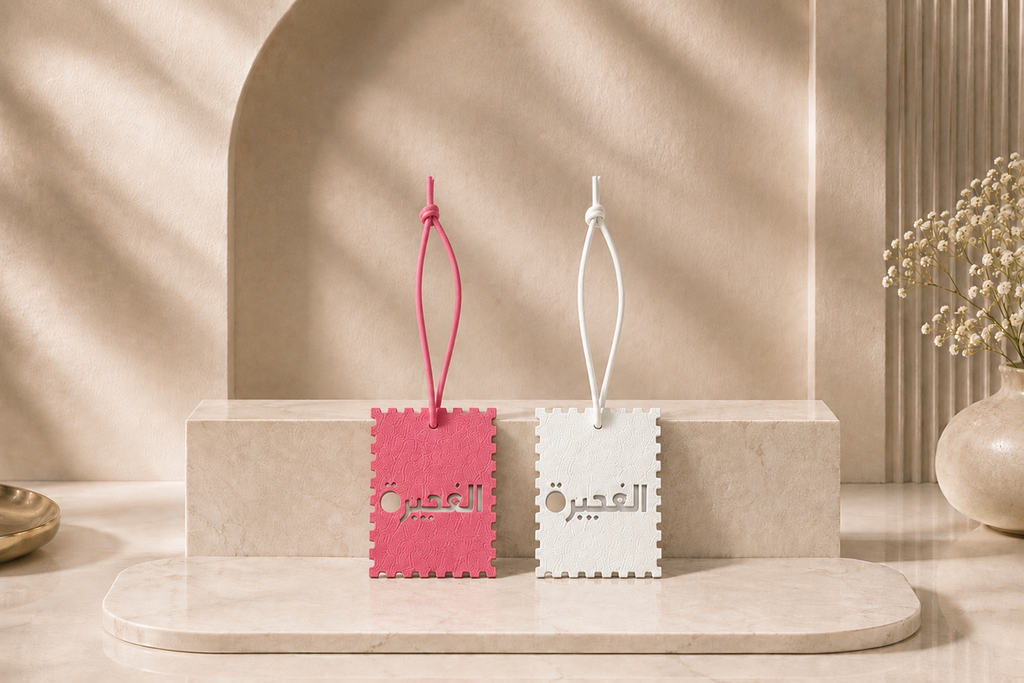 2er Set Leder-Taschenanhänger | Al Fujairah Pink X Weiß