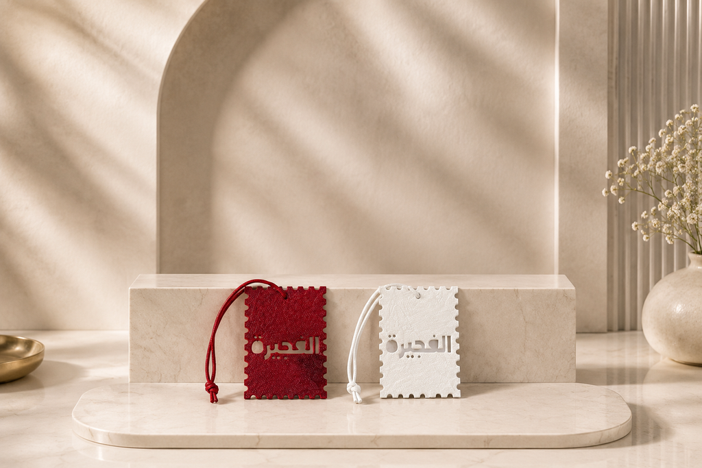 2er Set Leder-Taschenanhänger | Al Fujairah Bordeaux X Weiß